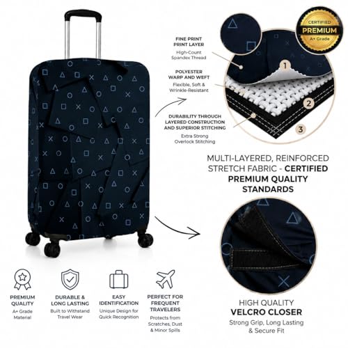Image of Printed Luggage Cover for Traveling Bag & Suitcase - Stretchable & Scratchproof Trolley Protector with Velcro Lock & Lightweight Washable Material(Suitcase Not Included, Only Cover in Product)