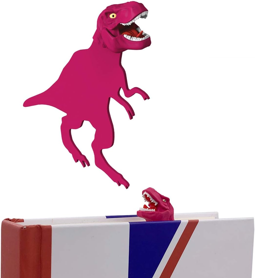 OYLZ Unique Cool T-Rex Dinosaur Bookmark 3D Book Mark Bookmarker for Kids Boys Girls Men Women (Pink)