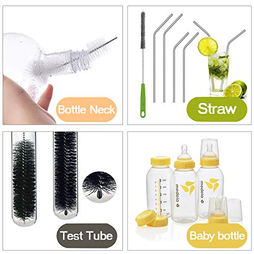 Image of Long Bottle Brush, 17 in Bendable Cleaner Brushes for Cleaning Neck Beer Bottles, Wine, Baby Bottles, Water Bottles, Tumblers, Flask, Bird Feeder, Vase, Pipes and Brewing Supplies 7 Pack