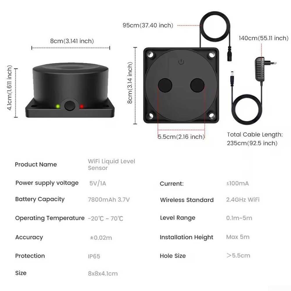 Para Tuya Smart WiFi Sensor de nivel de agua monitoreo en tiempo real para tanques de agua (tipo C)