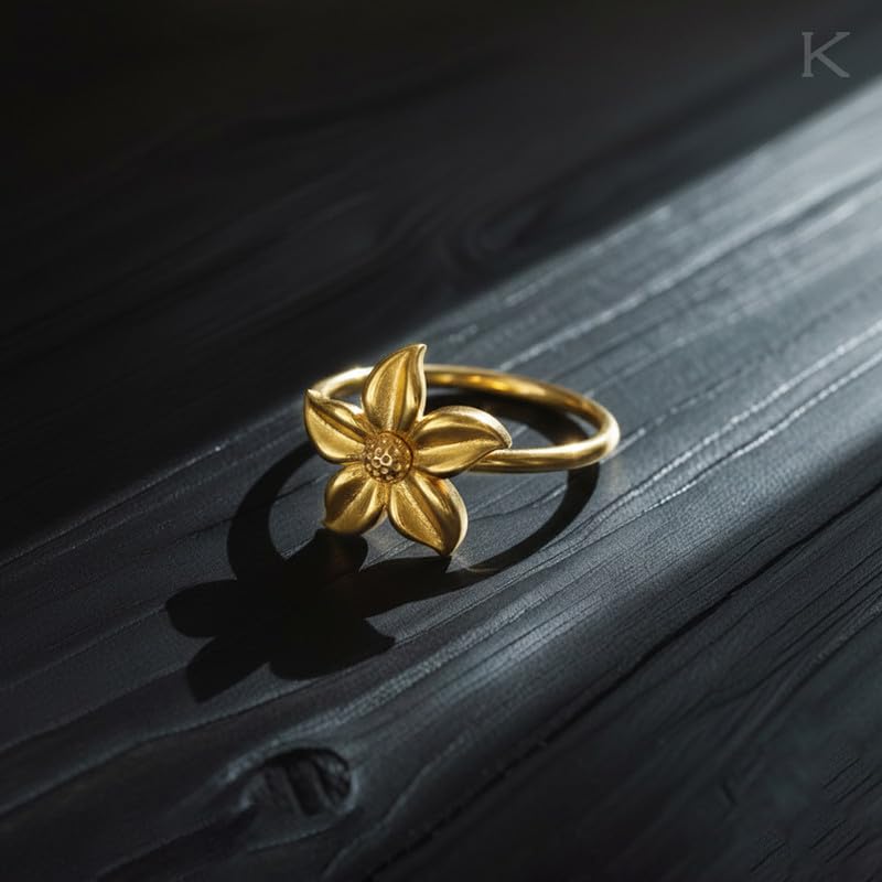 Image of KISNA 9KT / 14KT / 18KT Sunburst Flora Yellow Gold Ring For Women | S14