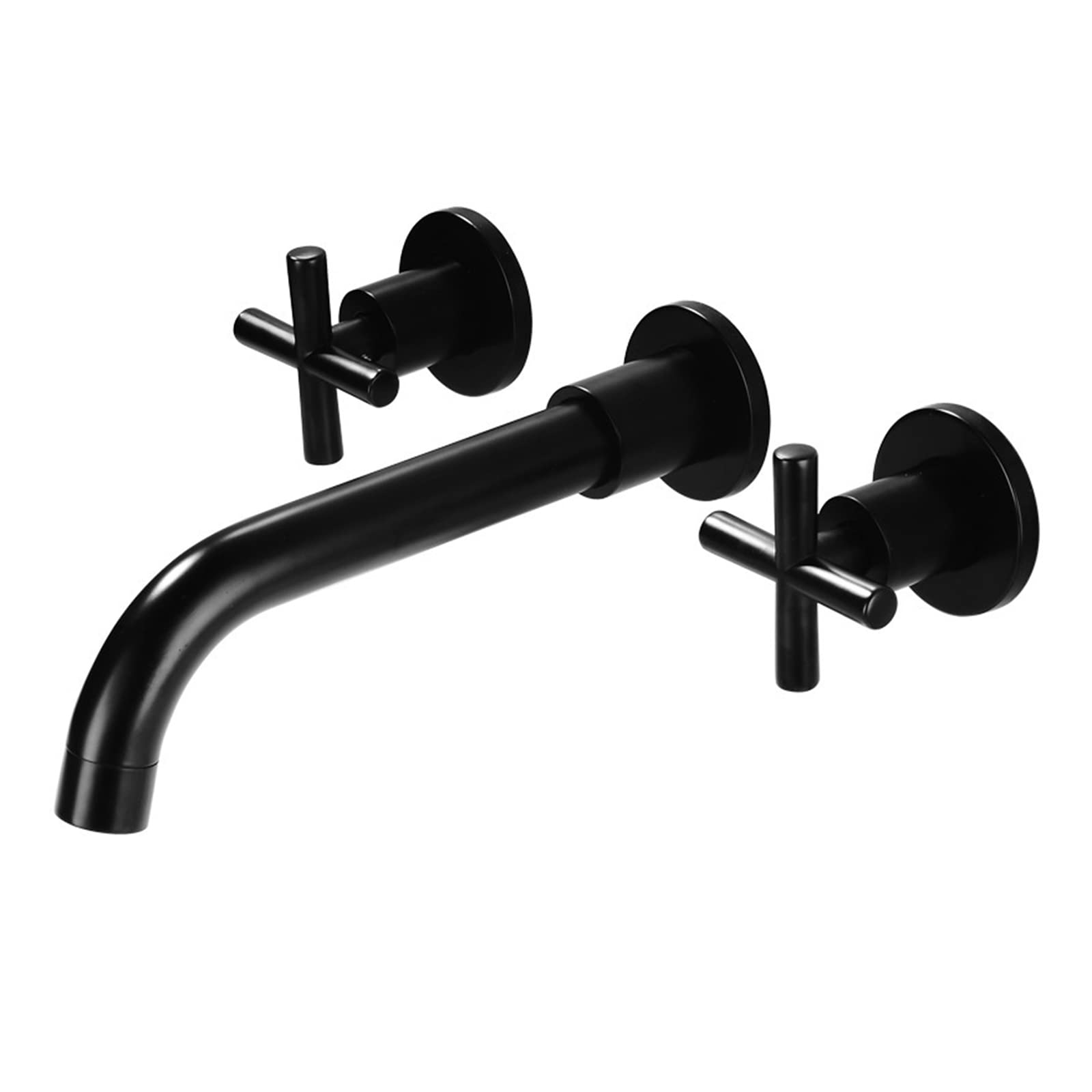 Nvsfzgiyg Nero Wall Mount Faucet Bathroom Sink, Solid Brass, 360 Swivel Spout, Double Cross Handles, Wall-Mounted, Gold(Nero)