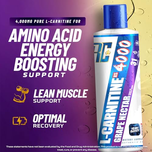 Image of Ronnie Coleman Signature Series L Carnitine XS 4000 Liquid, Stimulant Free, Sugar Free, Zero Carbs, Lean Muscle Strength Support for Men & Women, 16 Oz, Grape Nectar