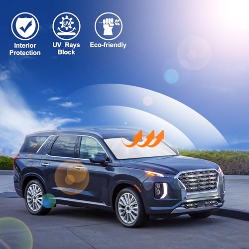 Image of Windshield Sun Shade Compatible with 2020 2021 2022 2023 2024 2025 2026 Hyundai Palisade Accessories Front Sunshade Sun Visor Protector Block Rays Heat