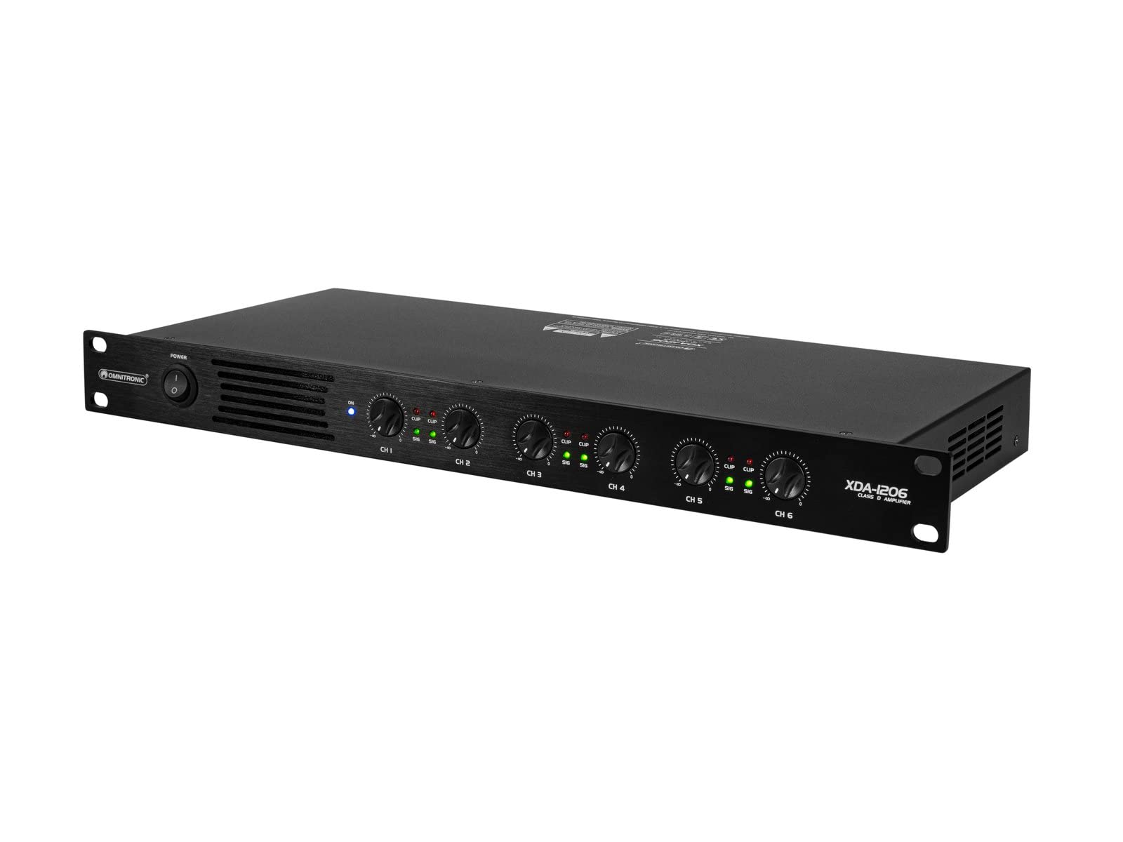 OMNITRONIC XDA-1206 6-Kanal Class-D-Verstärker | Verstärker mit Schaltnetzteil, 6 x 200 W / 4 Ohm, 4 x 150 W / 8 Ohm