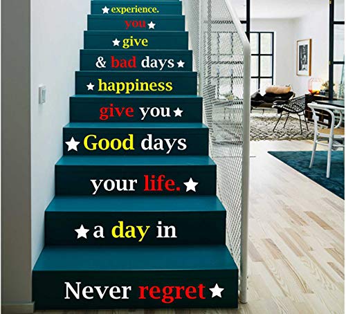 Image of CVANU Letters Wall Decor Stickers Stair Decals Quotes Stairway Decals Quote Steps Vinyl Stickers Lettering Family Staircase Decal Multicolor (Stairs-pg 14)