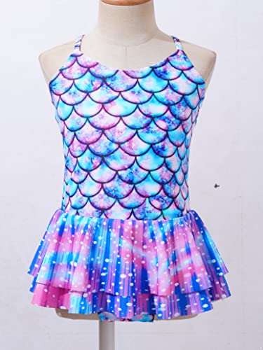 Toddler Girl Swim Dress Fish Scale Swimsuits for Girls One Piece Swimwear Sleeveless Beach Bathing Suit3