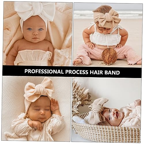 2Pcs Hairband with Large Bow Soft Waffle Knit Headbands for Newborns Comfortable Non Marking Hair Accessories for Christmas Parties Daily Wear4