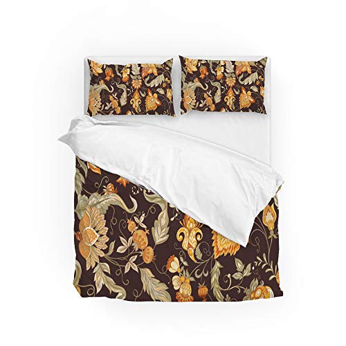 Housse de couette fleurs rétro 3 pièces et taies d'oreiller - 2