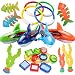 UNEEDE 26PCS Diving Pool Toys Underwater Swimming Pool Toys Including (4) Diving Rings (4) Toypedo Bandits (3) Stringy Octopus (3) Diving Fish and (12) Treasures Gift Set for Kids, Ages 3 and Up