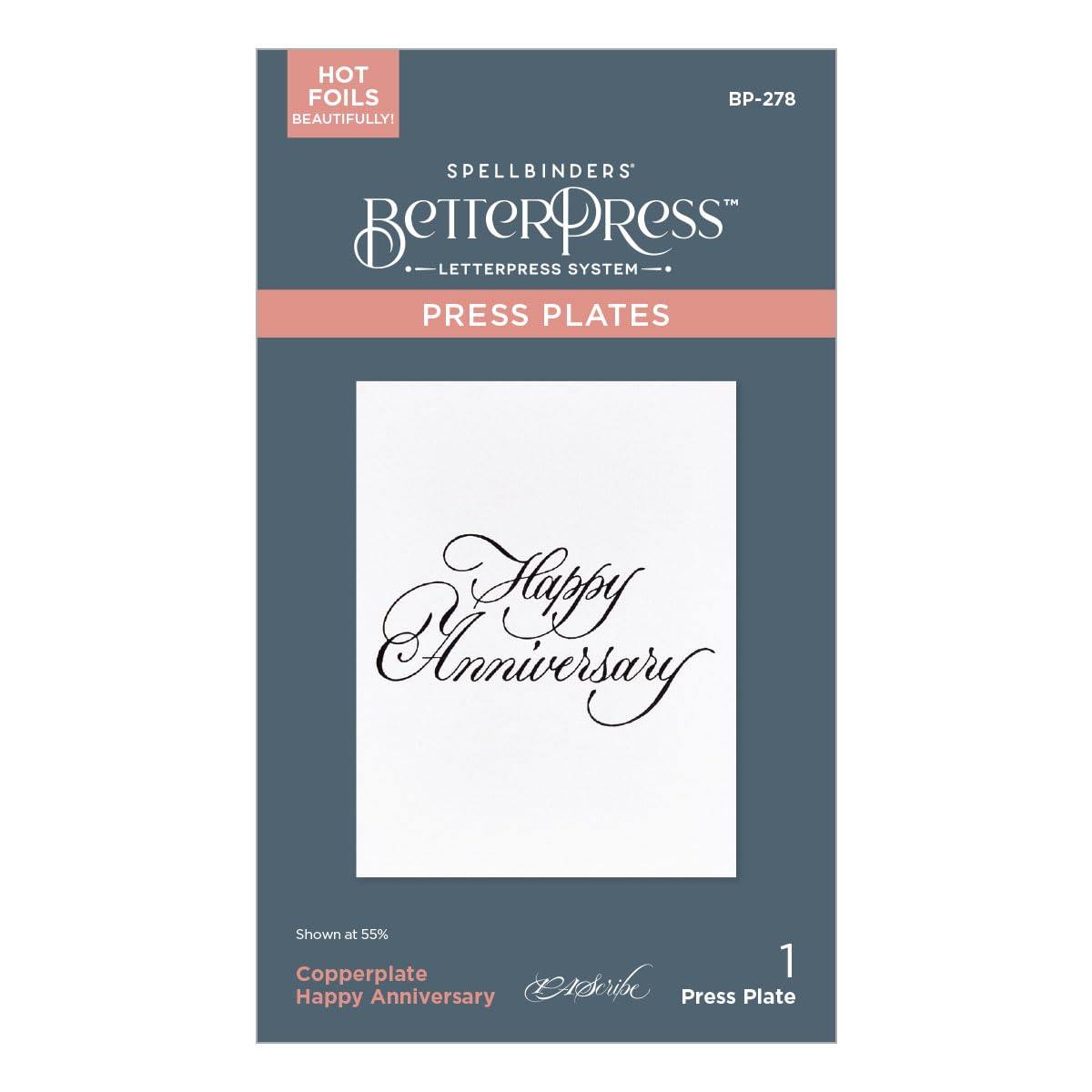 Spellbinders Metal Copperplate Happy Anniversary Betterpress Plate From The Copperplate Happy Everything Sentiments Collection By Paul Antonio