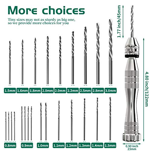 Pin Vise Hand Drill for Resin Casting Molds, Precision Drill with 24 Pieces Twist Drill Bits and 100 Pieces Eye Screw Pins for Resin Plastic Wood Keychain Pendant Jewelry Making