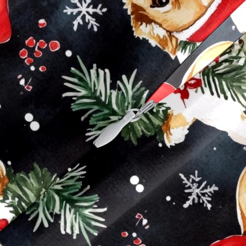 Housse de coussin Corgi Noël en velours 50x50 cm, idée cadeau originale