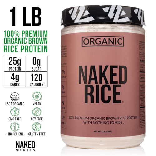 Image of NAKED Rice 1Lb - Organic Brown Rice Protein Powder - Vegan Protein Powder, GMO Free, Gluten Free & Soy Free. Plant-Based Protein, No Artificial Ingredients - 15 Servings (Pack of 2)