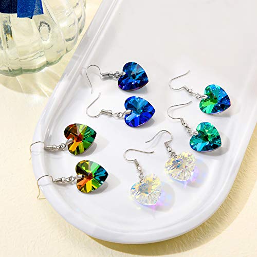 16 Pairs Multi-Color Small Dangle Earrings For Women - Crystal Earrings Set For Women And Girls With Butterfly Shape,Heart Shape,Teardrop Shape (#1-Heart/Butterfly/Teardrop Shape) #TOP3