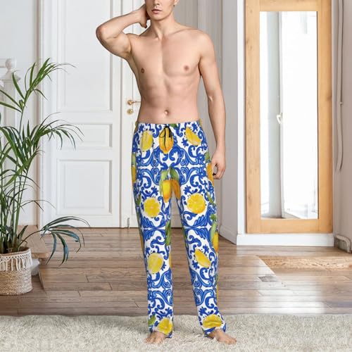 Lemons Sicilian Traditional Print Mens Pj Pants,Soft Men Lounge Pants,Mens Pajama Pants Bottoms,Sleep Pants For Men2