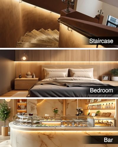 Image of Aclorol 5V COB LED Strip Light 6.56FT 640LEDs Warm White LED TV Backlight with 1M USB Cable Flexible Under Cabinet Tape Light for Living Room Wardrobe Desk area Shelves Mirror Home Decoration (2 PACK)
