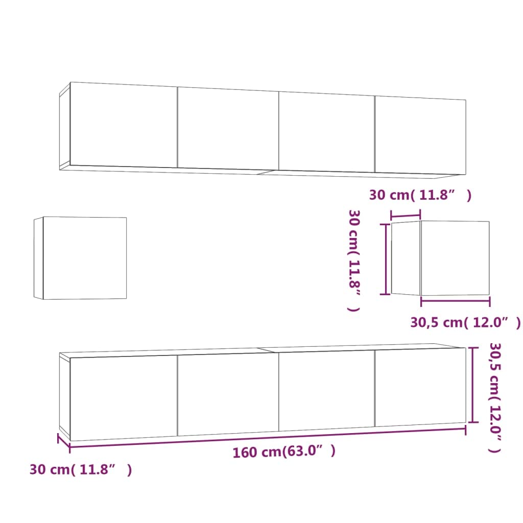 vidaXL Set di Mobili Porta TV 6 pz Rovere Sonoma in Legno Multistrato
