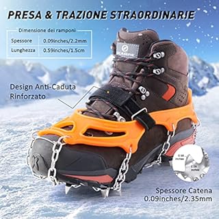 AGPTEK Ice Tacchetti 19 Denti, Ramponi da Ghiaccio per Scarpe Portabile Neve Ramponi per Donna e Uomo con Ottimo Grip per Passeggiate, Jogging o Escursioni Camping su Neve e Ghiaccio