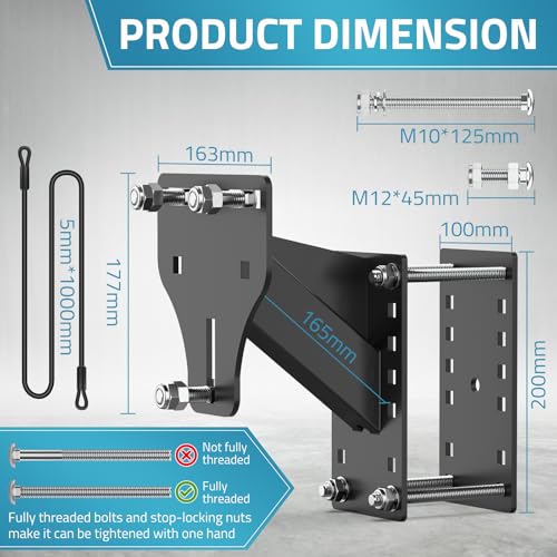 image for PAULINN Trailer Spare Tire Mount, 3-Nuts Upgraded Universal Spare Tire