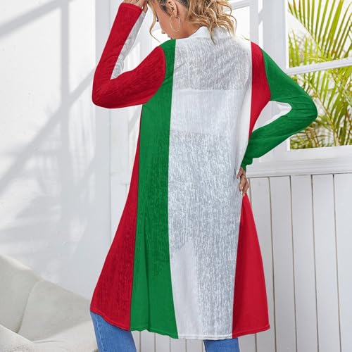 Antigua Barbuda Flag Women's Medium Length Cardigan Thin Long Sleeve Cover Up Summer Open Front Tops3