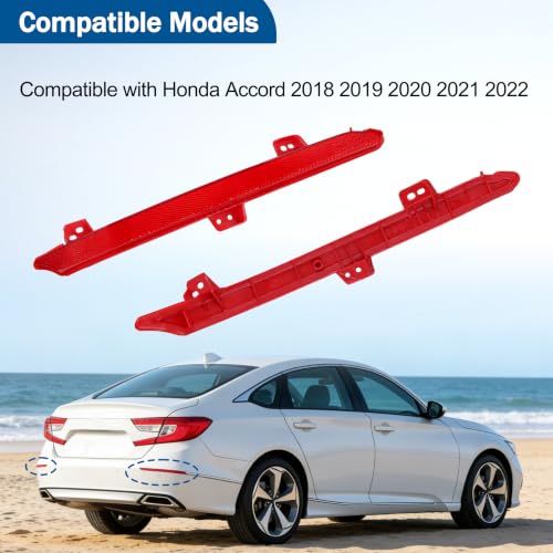 Image of Rear Bumper Reflector Compatible with Honda Accord 2018 2019 2020 2021 2022 Replace# HO1184113 HO1185113 33555-TVA-A01 33505-TVA-A01 for Driver and Passenger Side