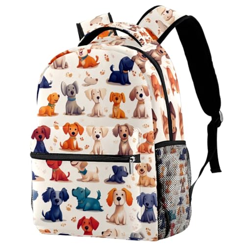 Sac à dos d'école multicolore pour filles et garçons avec porte-bouteille intégré
