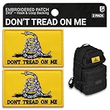 Bluyellow 2-Pack Don't Tread On Me Patch Quality Embroidered Gadsden Flag Hook & Loop Military Morale Tactical Patches for Tactical Backpack Vest Military Helmet Dog Vest 3x2 Inches