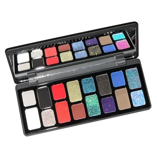 Smokey Eyeshadow Makeup Palette, 16 Colors Cool Toned Shimmer Matte Metallic Glitter Eye Shadow Long Lasting Waterproof Blendable Black Red Green Blue Glitter Neutral Holographic Eyeshadow Makeup