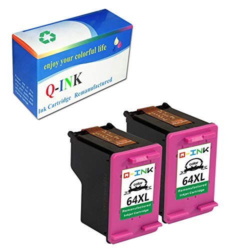 QINK Remanufactured Ink Cartridges Replacements for HP 64XL Color High Yield for HP Envy Photo 6252 6255 6258 7155 7158 7164 7855 7858 7864 HP Envy 5542 (2Color)