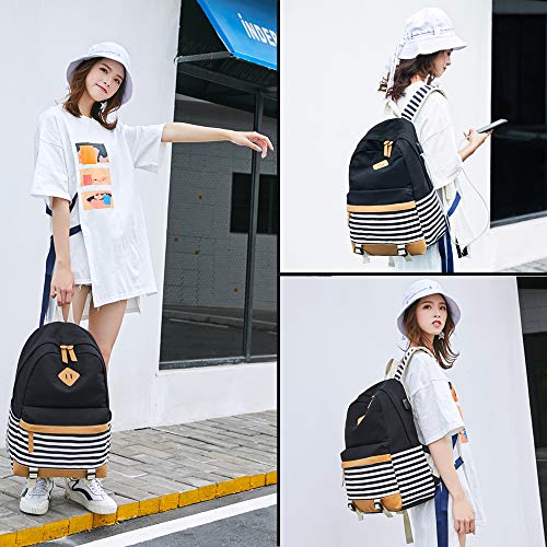 Meisohua Girls Backpack For Elementary School Bags For Teen Girls Canvas Backpack With Lunch Box Pencil Bag School Bookbag For Kids 3 In 1 Set Green #TOP6