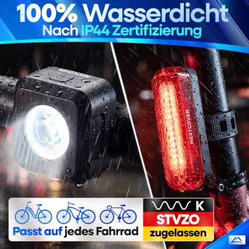 NEXTCOVER® Fahrradlicht Set mit [VisionOne] LED Set I USB-C aufladbar & wasserdicht I StVZO zugelassen I Fahrrad Licht vorne I Fahrradlampe… – Ansicht 5