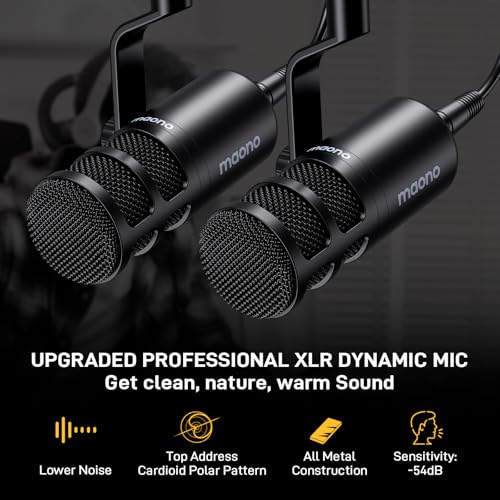 Image of MAONO Podcast Equipment Bundle for 2: Audio Interface Mixer with 2 XLR Dynamic Mic and 2 Headphone Podcast Streaming MaonoCaster E2 Gen2+2*PD100+2*MH700