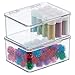 mDesign Art Supplies, Crafts, Crayons and Sewing Organizer Box - Pack of 2, Small, Clear