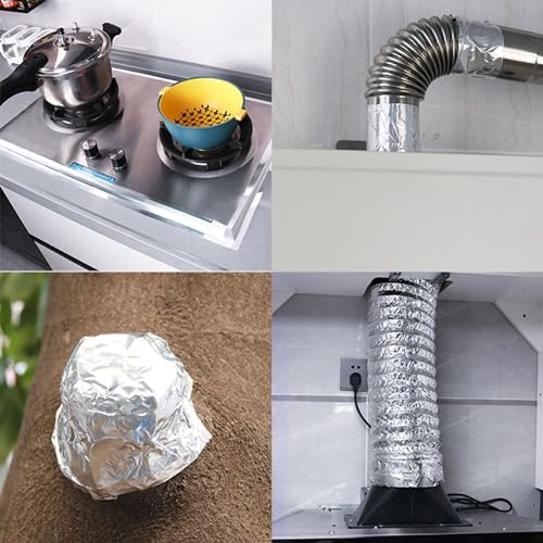 Aluminiumband Dicke 0.1mm Selbstklebendes Hochtemperatur Wasserdichtes Alu-Klebeband für HVAC Isolierung Rohrleitungen Dichtung Flicken Luftkanäle Abgasrohr Entlüftungen Trockner Herd 5cm x 20m