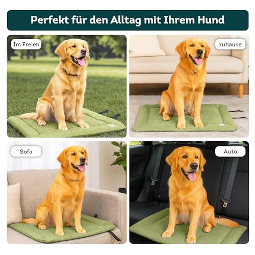Wanderpfote Hundedecke für Unterwegs, 75 x 50cm – Waschbar, Orthopädisch, Wasserdicht – Hochwertiges Design – Hundedecke Outdoor, Hundematte Auto (Grün, Größe M)