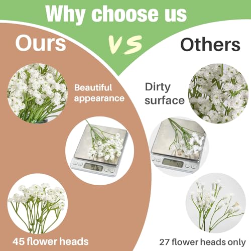 MAQIHAN 10 Baby Breath Artificial Flowers - 7.6" Babies Breath Flowers Artificial Faux Flowers Bouquet White Fores Greenery Real Touch Fake Arrangements Wedding Centerpieces Tables image 8