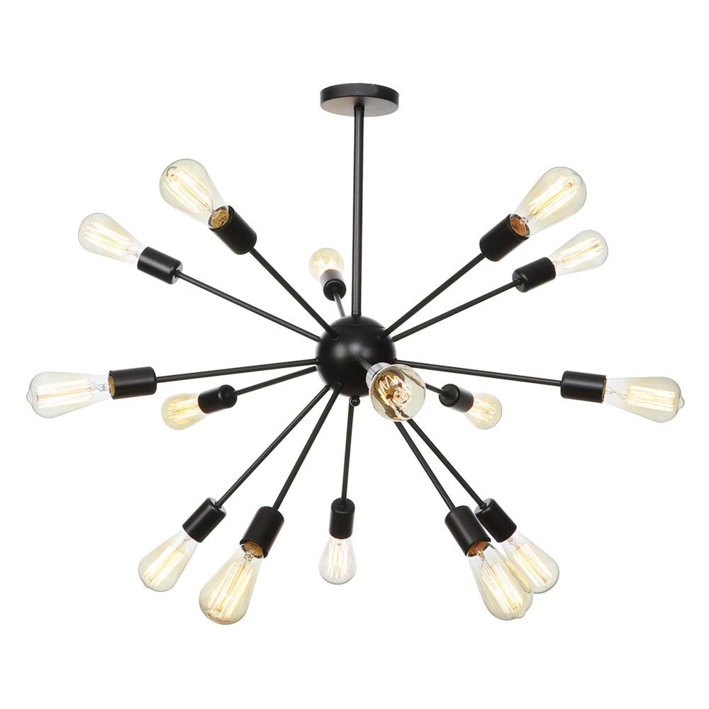 SXECAEPS Modern creative chandelier Modern Sputnik Lighting 15-Lights LED E27 Edison Pendant Lights Mid Century Ceiling Light Fixture Black/Rose Gold/Chrome Hanging for Hallway Bar D