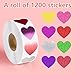 VELATYVIO 1200Pcs Glitter Heart Stickers 1 Inch Small Heart Stickers 8 Colors Self Adhesive Foil Heart Stickers roll for Kids Reward Teacher Classroom Incentive Valentines Day Wedding Envelope Seal