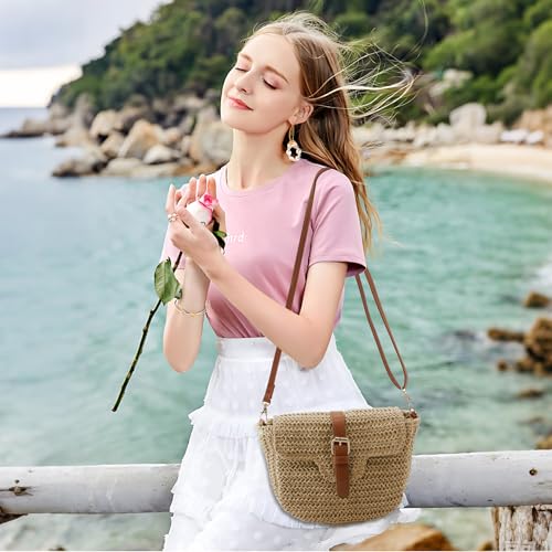 Straw Crossbody Bag for Women - Small Summer Beach Bag Boho Handmade Woven Shoulder Handbag Purse for Vacation 20252