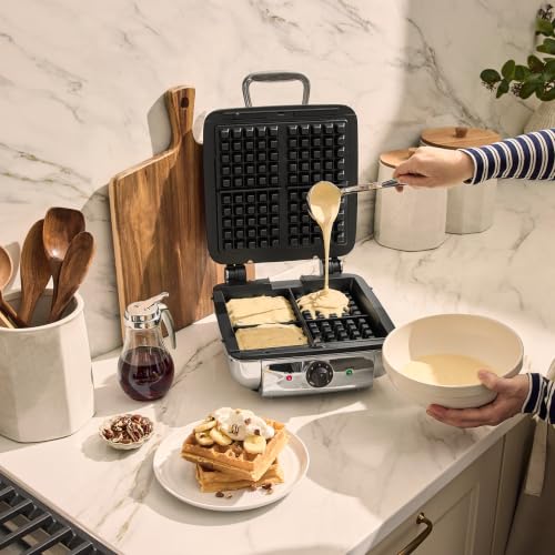 All-Clad Stainless Steel Waffle Maker 4 Section, Thick Belgium Waffle Makers, Upright Storage 1600 Watts, Nonstick, 6 Browning Levels, Dishwasher Safe - Image 5