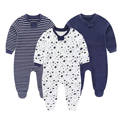 ZAV Solid Unisex Infants Clothes Baby Boys Girl Footed Jumpsuits Cotton Rompers