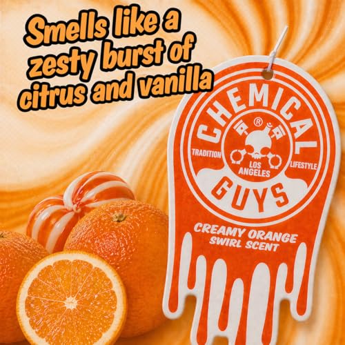 Image of Chemical Guys, Hanging Air Fresheners, Creamy Orange Swirl Scent, 3 Pack | Sweet citrus and creamy vanilla hanging fresheners refresh cars, home and garage while neutralizing odors