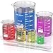 Borosilicate Glass Beaker Set (Pack of 6) - Graduated Low Form Measuring Beakers in various sizes (25/50/100/250/500/1000 ml) - Comes with 3 Glass Stirring Rods - Great Kit for School Science Projects