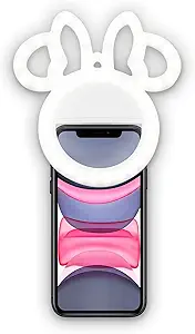 Disney Minnie Mouse Clip On Selfie Ring Light for Phone- Rechargeable LED Ring Light for iPhone and Other Devices- Small Ring Light Clip On Selfie Light- 3 Light Settings Disney Selfie Light Ring