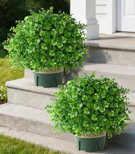 La Mejor Selección de Arbustos artificiales y topiarios los 5 más buscados. 43 Florisso - Paquete de 2 árboles topiarios artificiales de boj – arbustos artificiales en maceta resistentes a los rayos UV con macetas para puerta delantera, porche, granja y...