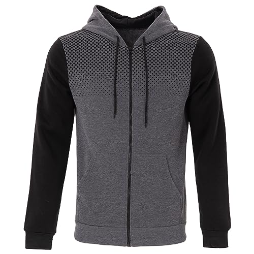 Men's Full Zip Hoodie Long Sleeve Sweatshirt with Pockets Lightweight Color Block hooded