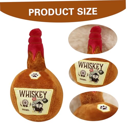 Quietschspielzeug für Hunde, 7, 6 x 15, 2 cm, Whiskeyflasche, Plüsch-Hundespielzeug, interaktives Kauspielzeug für kleine Hunde – lindert Ängste, zahnt und beschäftigt Welpen