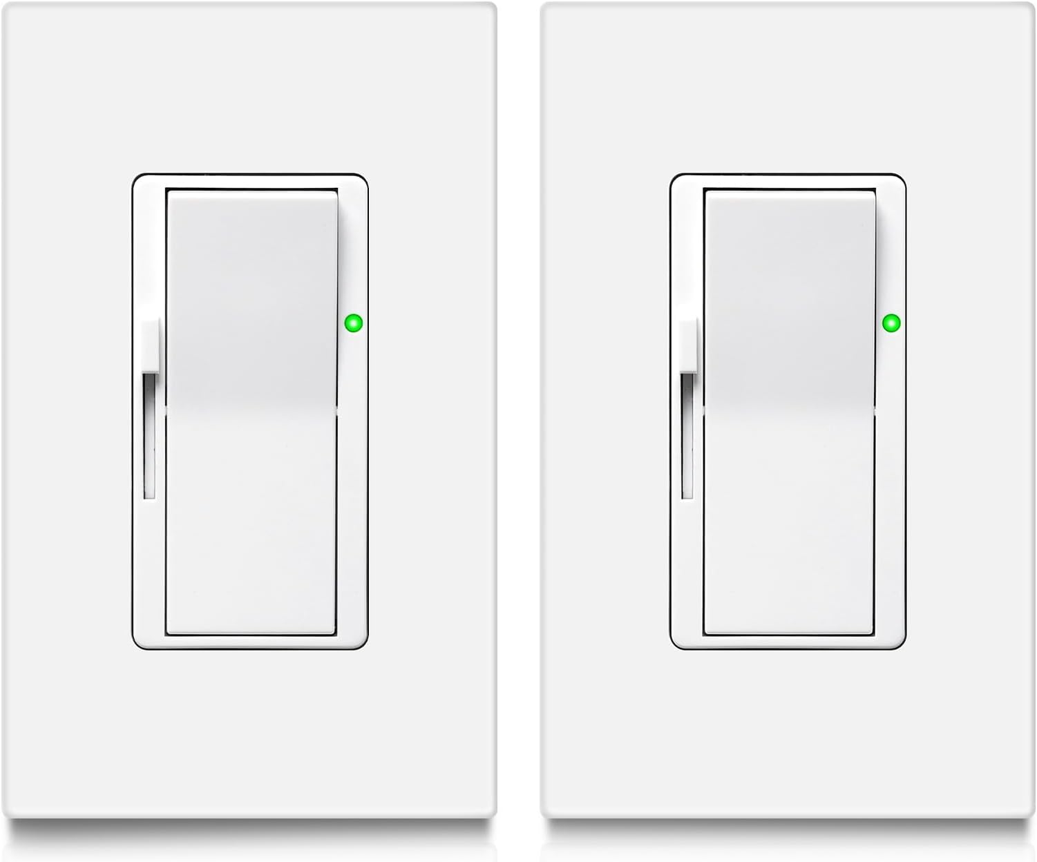 Veltrone ETL Certified White Dimmer Light Switch, Single Pole Slide Dimmer Switches for LED Lights, 5A 600W / 10A 1200W, UL94-V0 Flame Retardant 2Pack