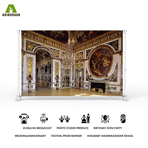 Aoihrraan 2,7x1,8m Versailles Palace Backdrop Luxury Chandelier Retro Ceiling Mural Elegant Interior Photography Background Wedding Party Decor Kids Adult Lover Artistic Portrait Photo Studio Props - Image 2